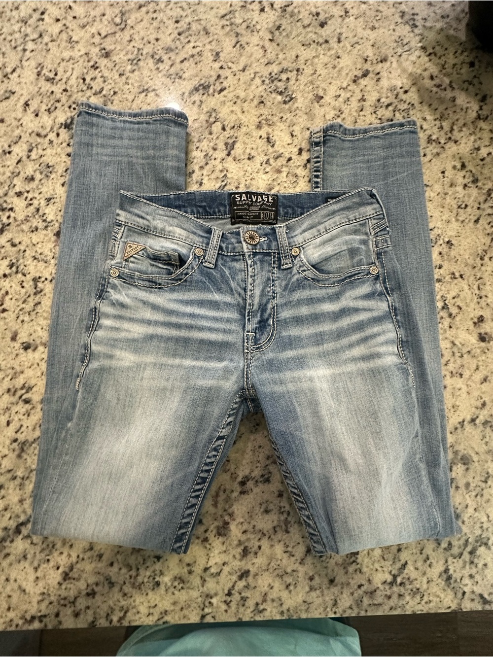 Mens light wash Salvage jeans